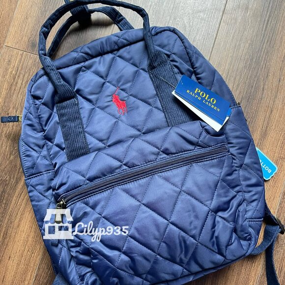 NWT Polo Ralph Lauren Quilted Nylon Backpack – Navy - Picture 2 of 7